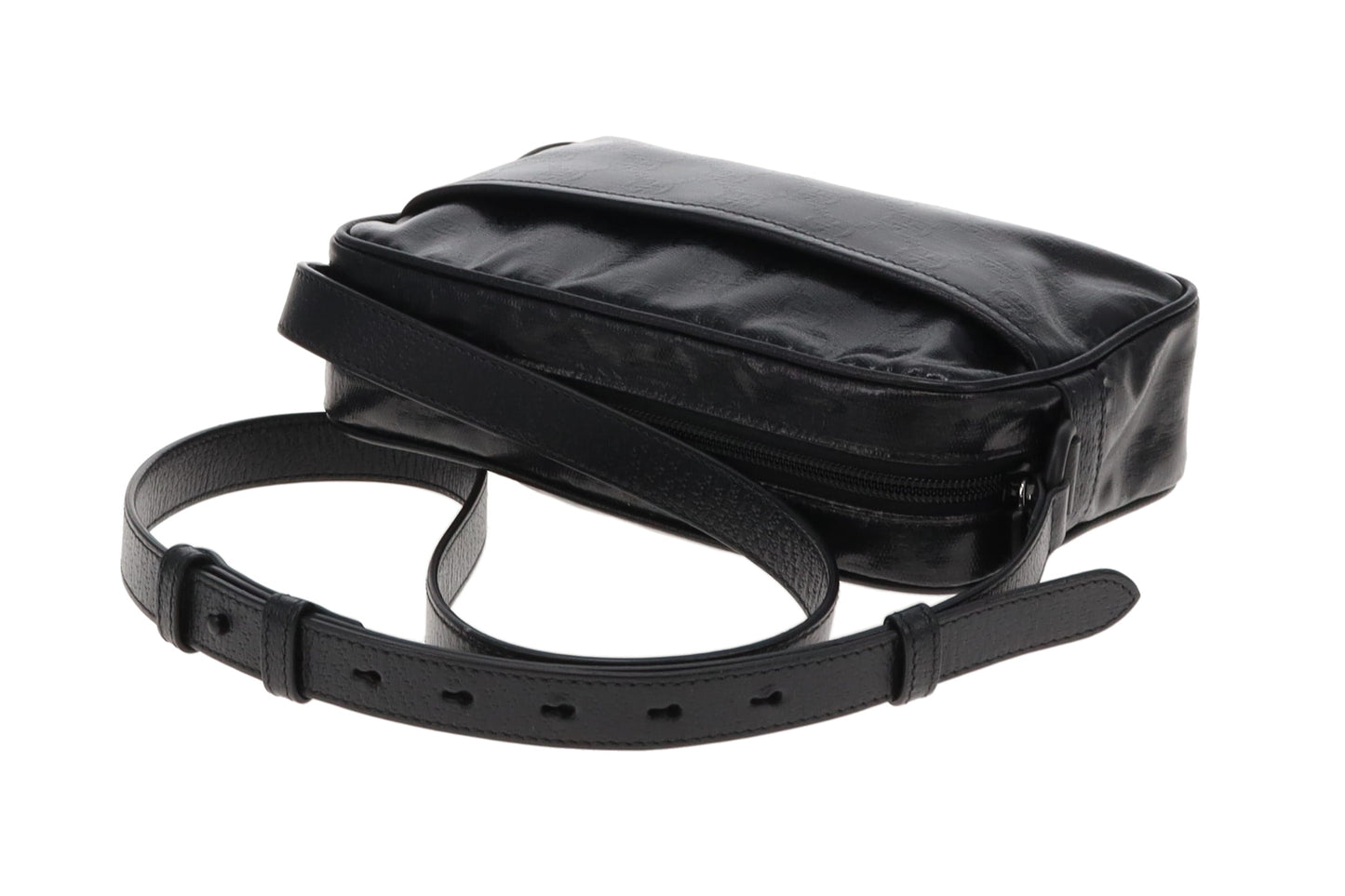 Gucci Black GG Crystal Front Pocket Camera Bag