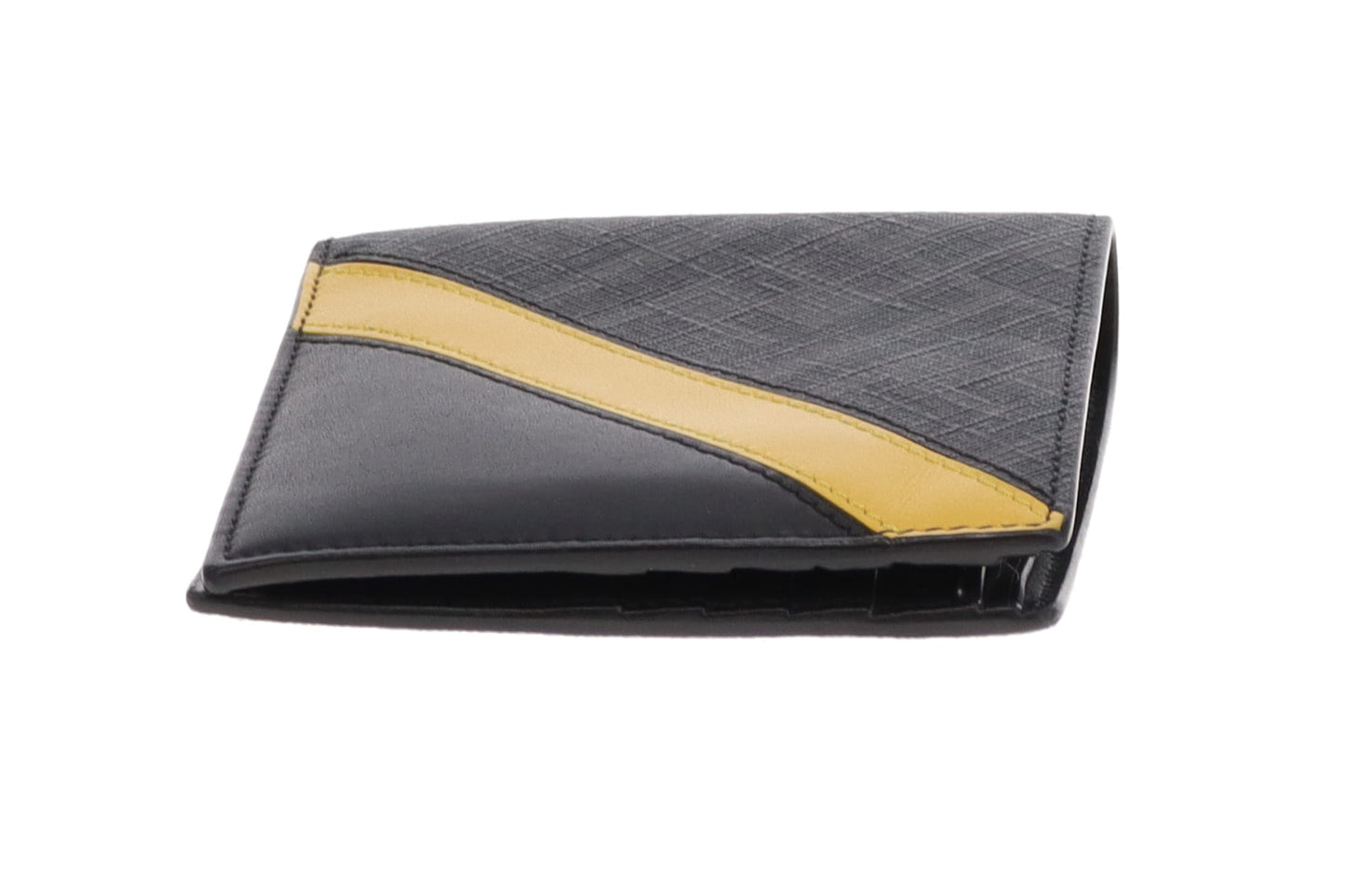 Fendi Grey Zucca with Yellow/Black Leather Folded Wallet