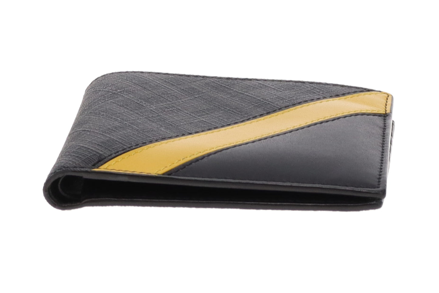 Fendi Grey Zucca with Yellow/Black Leather Folded Wallet