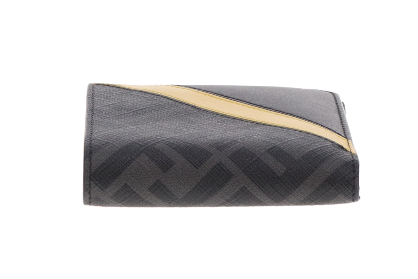 Fendi Grey Zucca with Yellow/Black Leather Folded Wallet