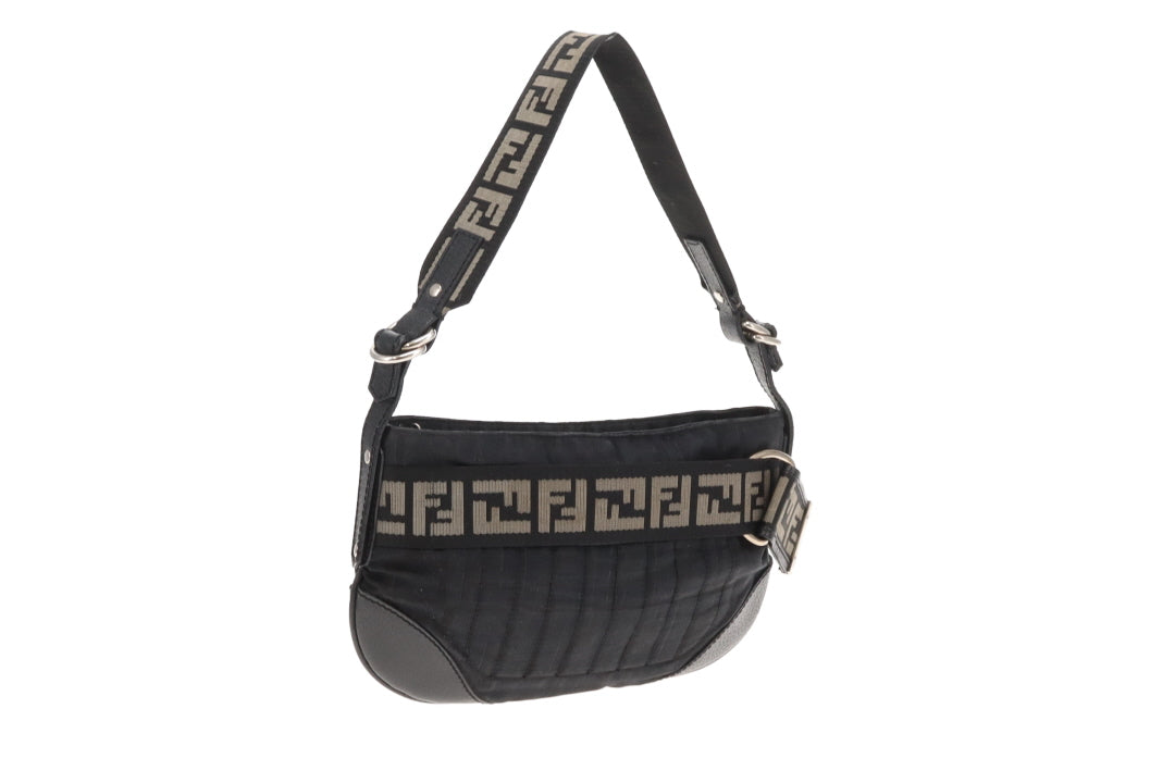 Fendi Vintage Black Zucca Shoulder Bag