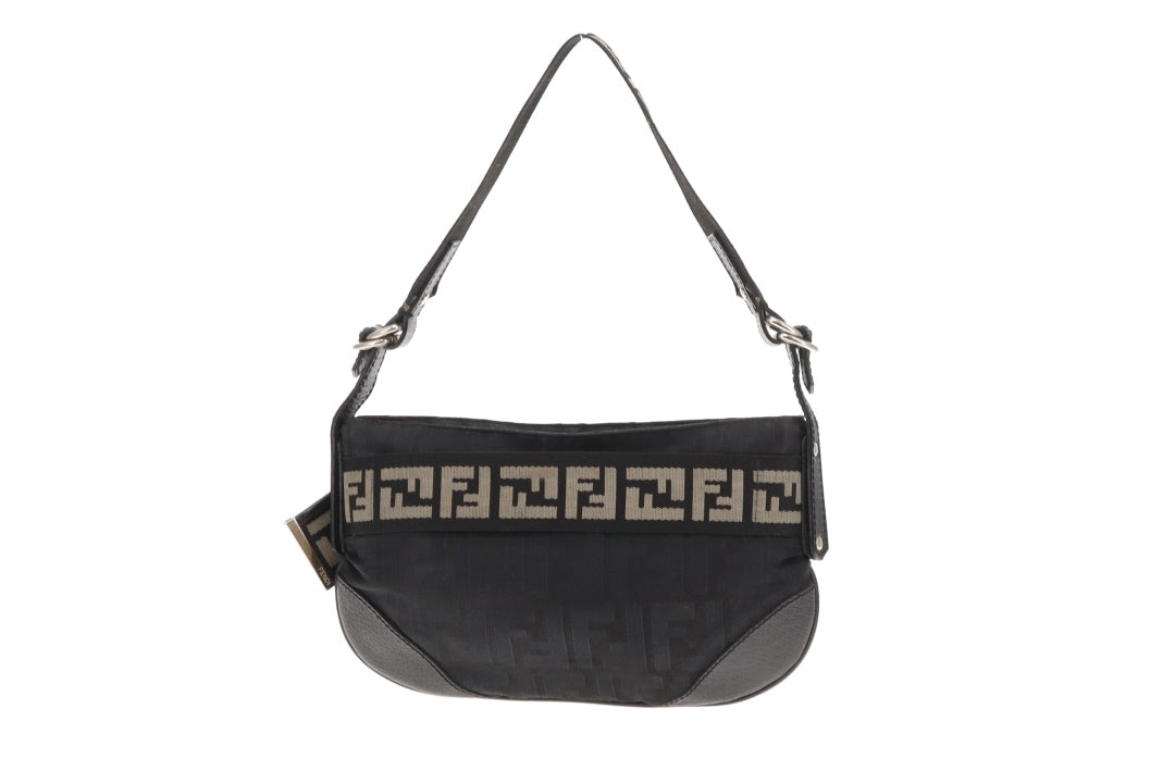 Fendi Vintage Black Zucca Shoulder Bag