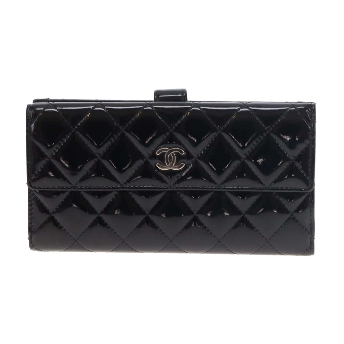 Chanel Long Flap Wallet Black Patent SHW 2011