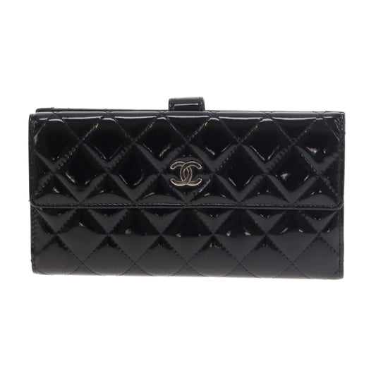 Chanel Long Flap Wallet Black Patent SHW 2011