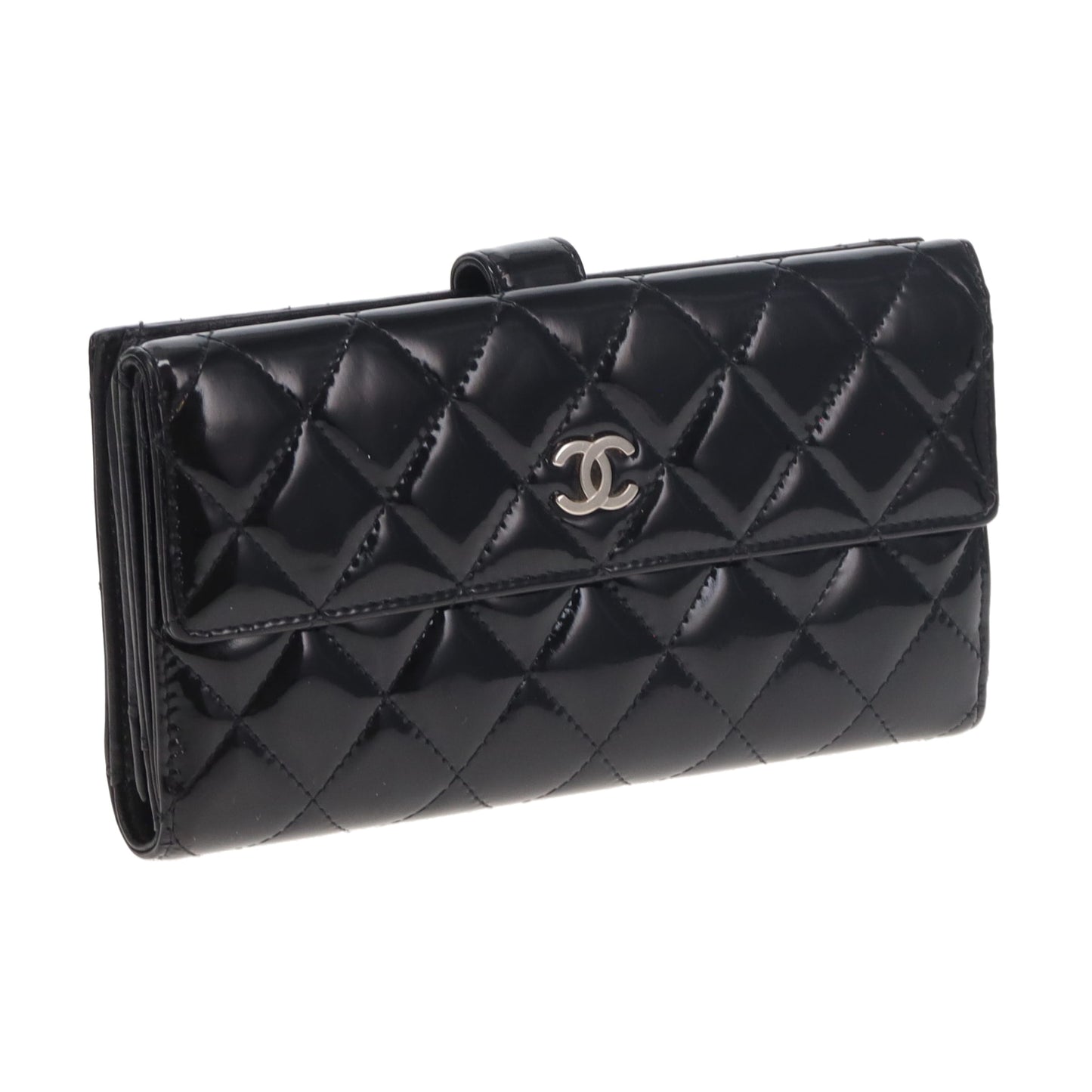 Chanel Long Flap Wallet Black Patent SHW 2011