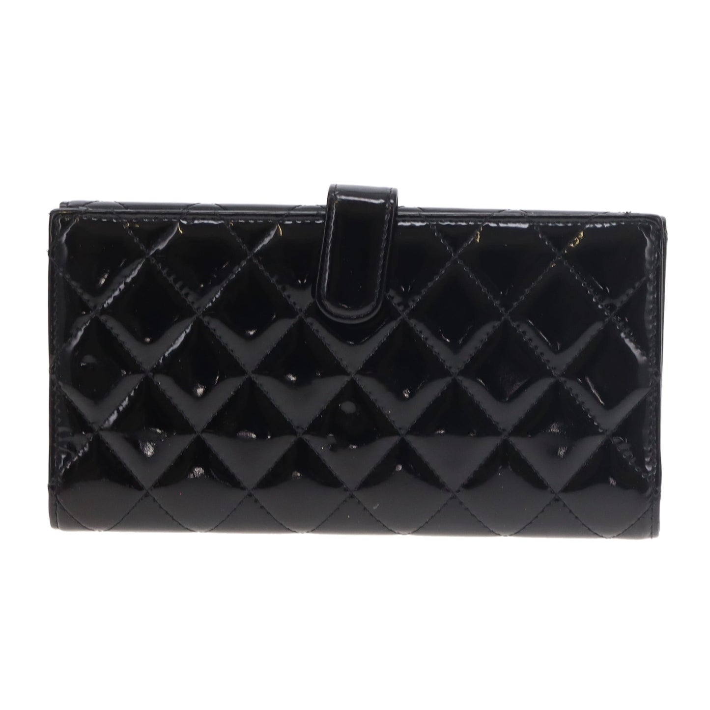 Chanel Long Flap Wallet Black Patent SHW 2011