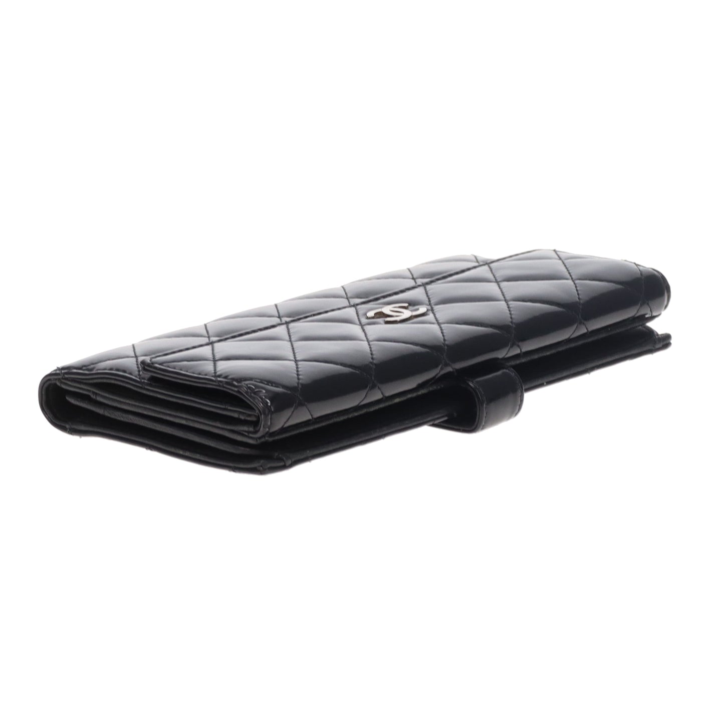 Chanel Long Flap Wallet Black Patent SHW 2011