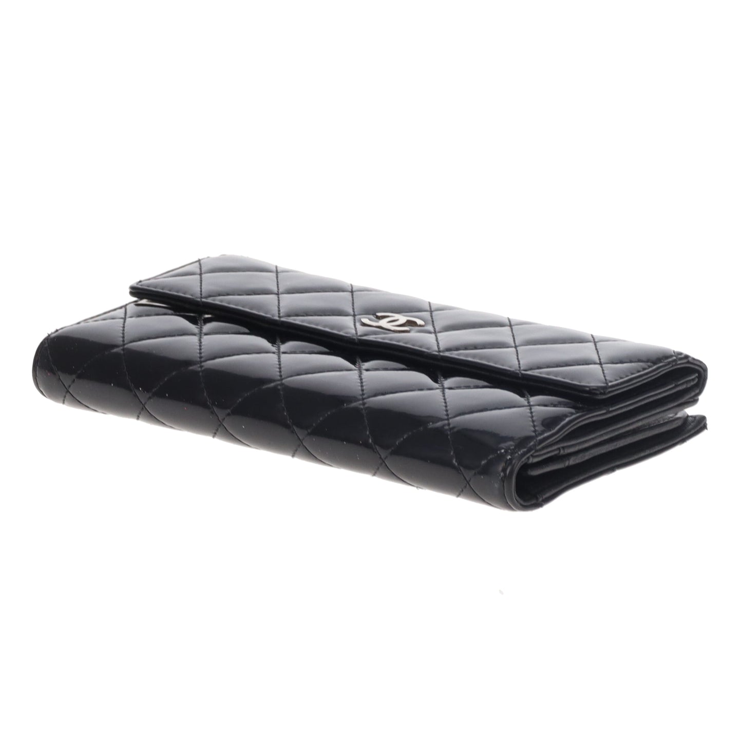 Chanel Long Flap Wallet Black Patent SHW 2011