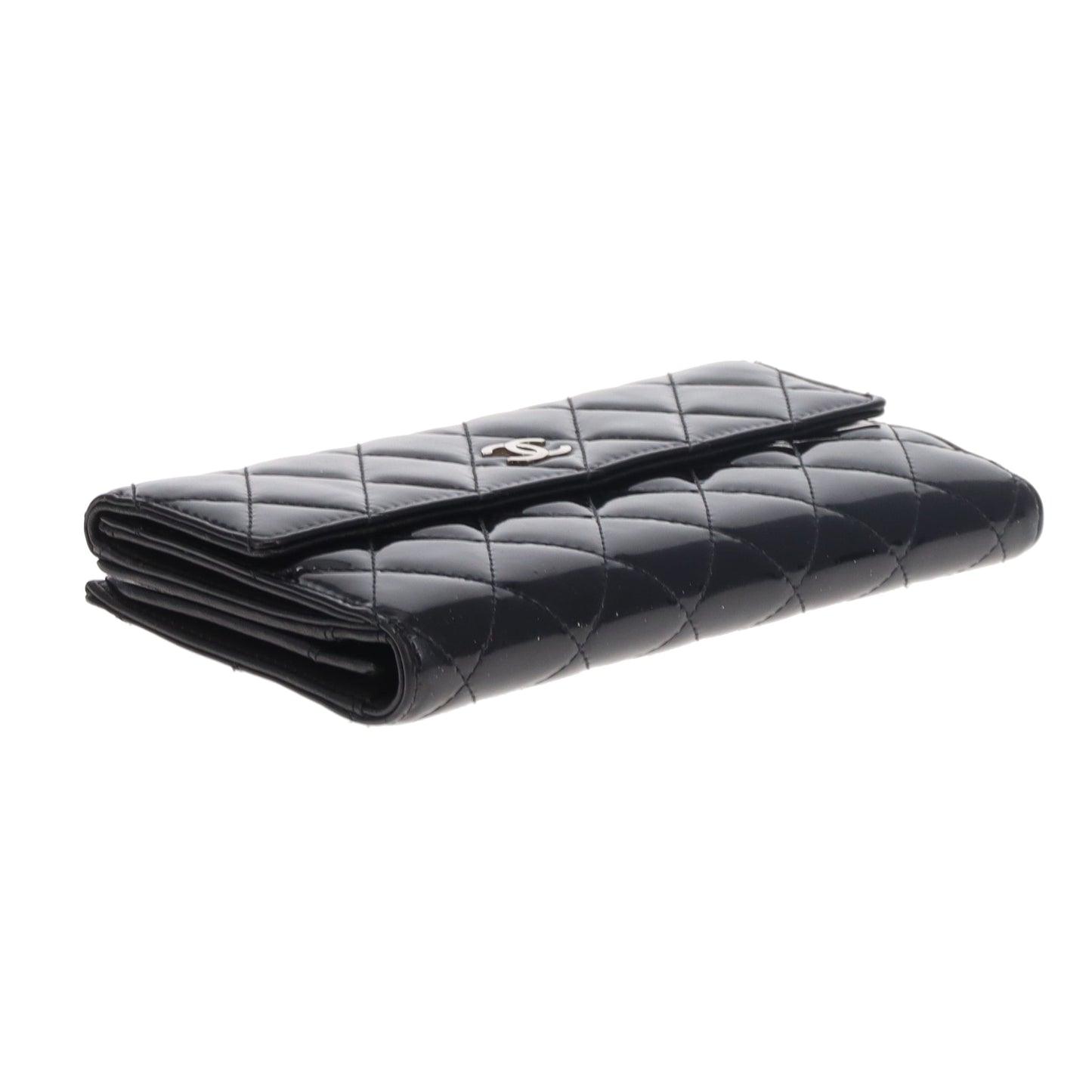 Chanel Long Flap Wallet Black Patent SHW 2011