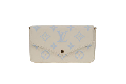 Louis Vuitton Felicie Latte and Candy Blue Giant Empreinte (NFID)