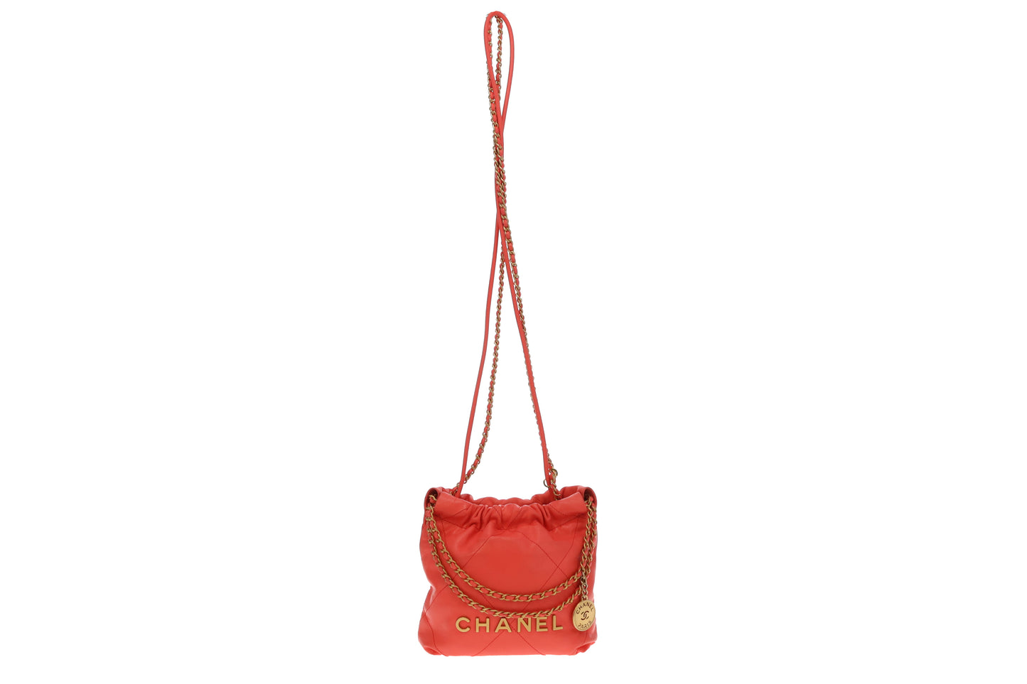 Chanel 22 Mini Coral Pink Leather Shiny Calfskin GHW