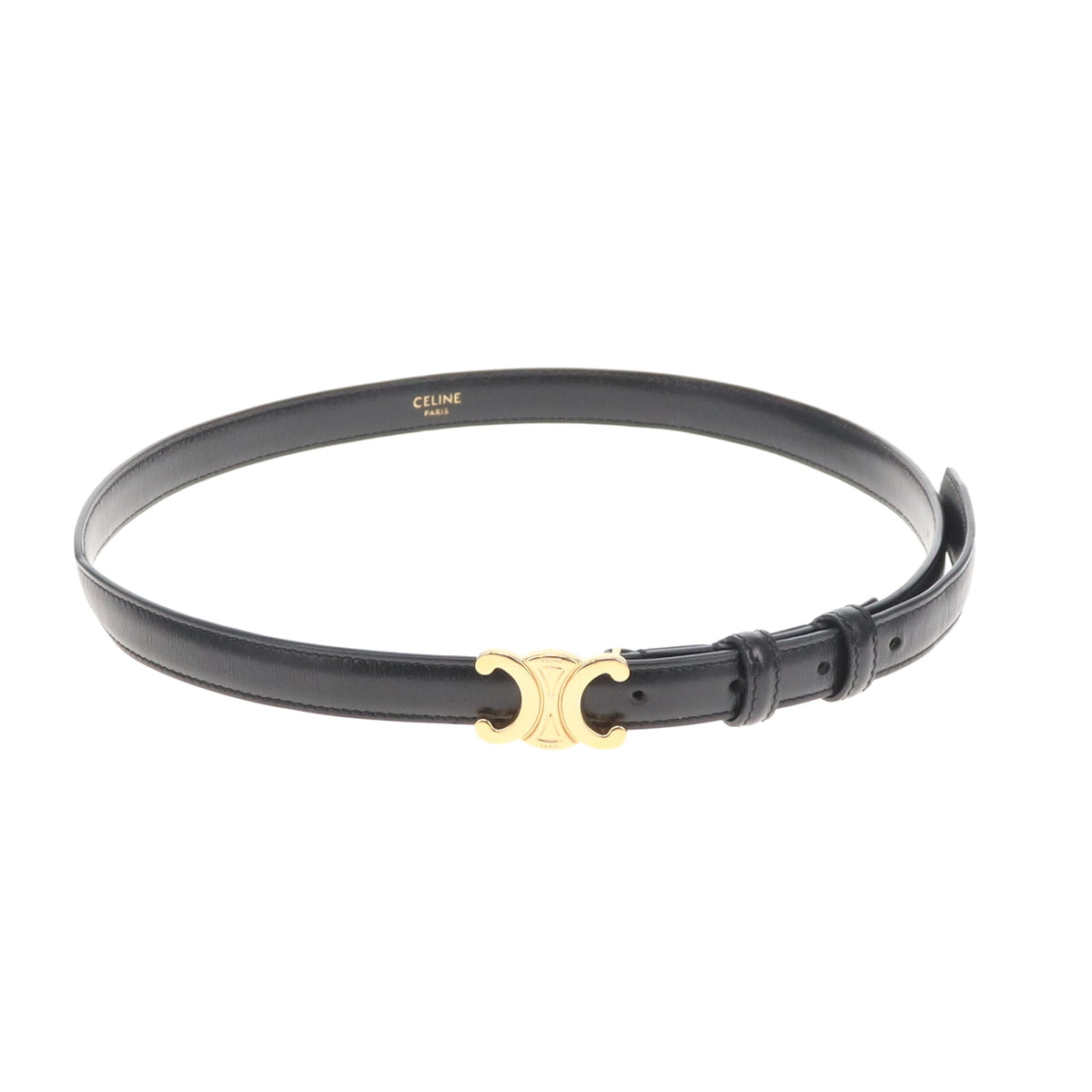 Celine Triomphe Belt 18 in Black Taurillon Leather 80cm