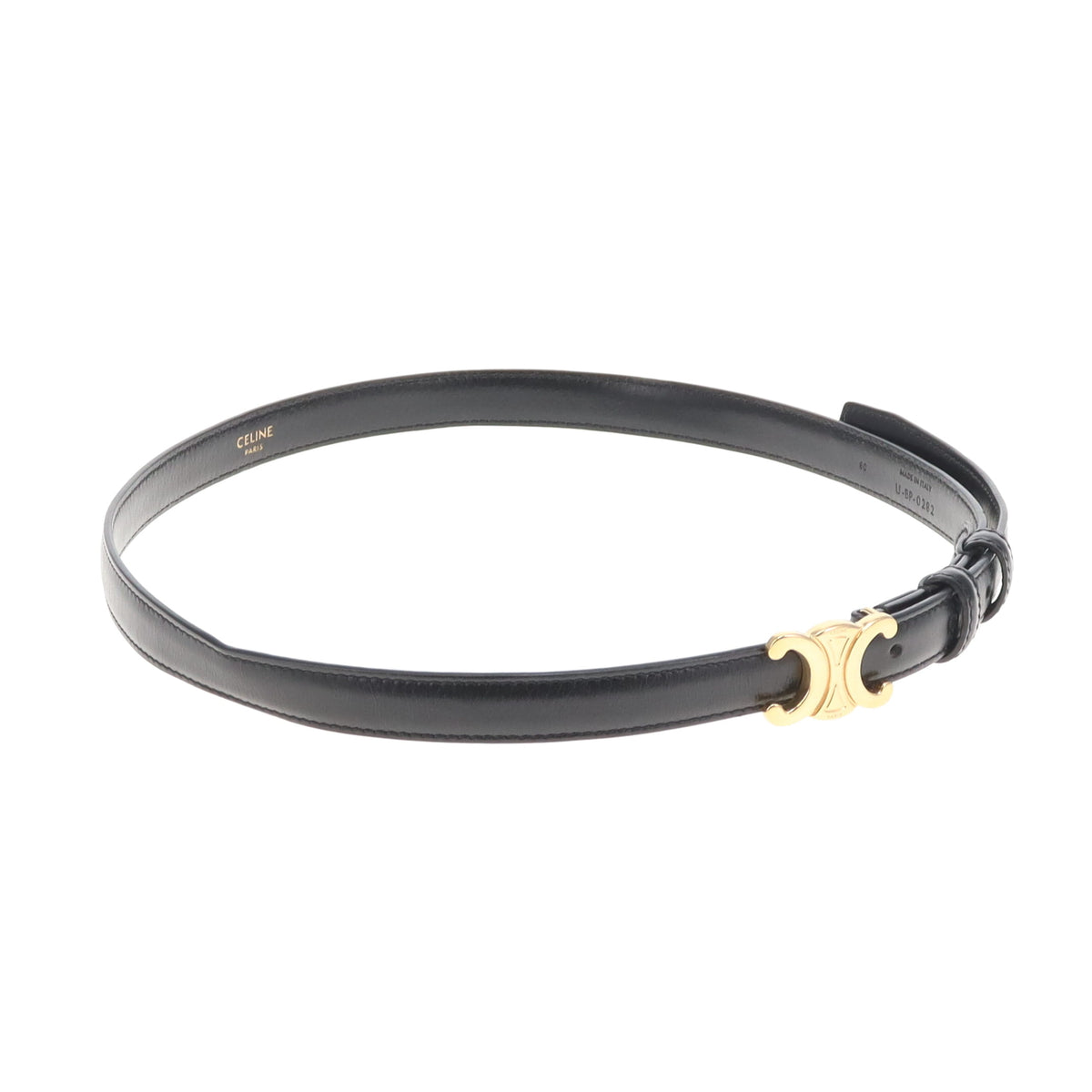 Celine Triomphe Belt 18 in Black Taurillon Leather 80cm