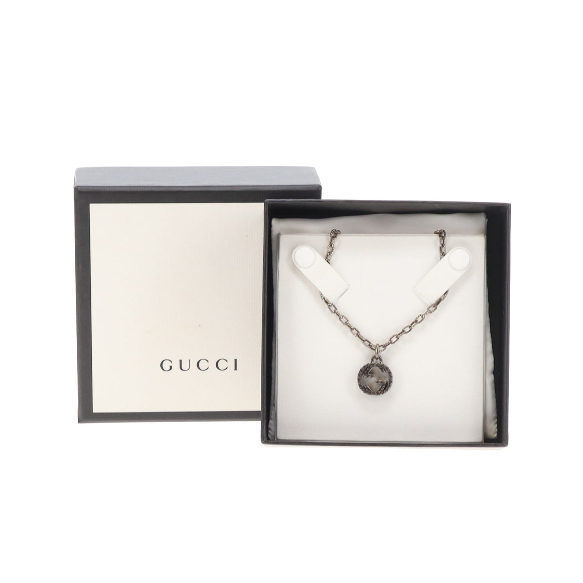 Gucci Interlocking Pendant Necklace In Antiqued Metal