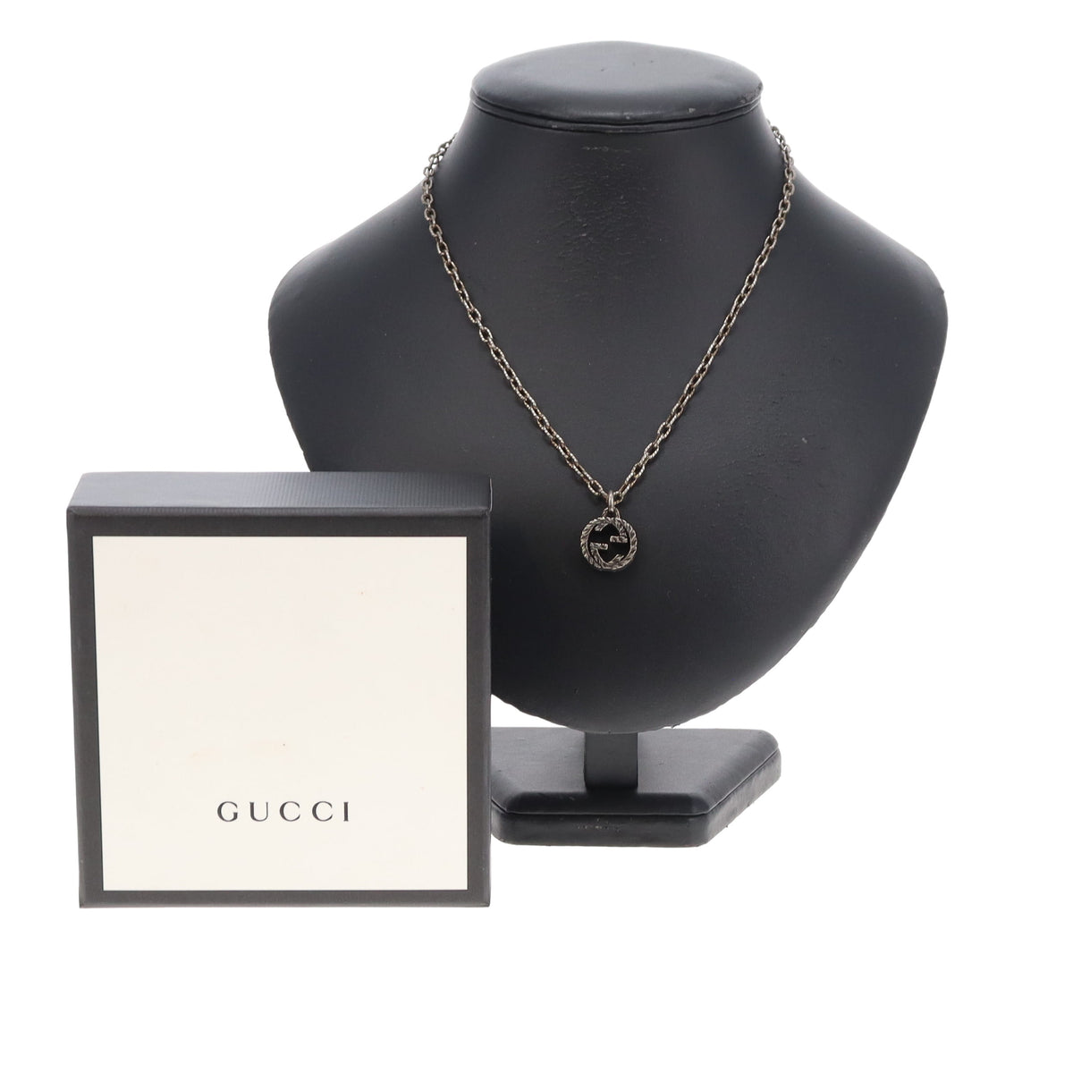 Gucci Interlocking Pendant Necklace In Antiqued Metal