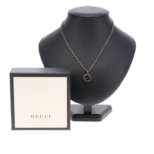 Gucci Interlocking Pendant Necklace In Antiqued Metal
