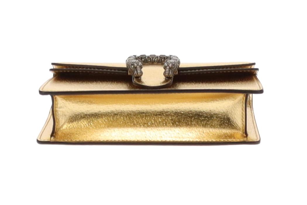 Gucci Gold Leather Super Mini Dionysus