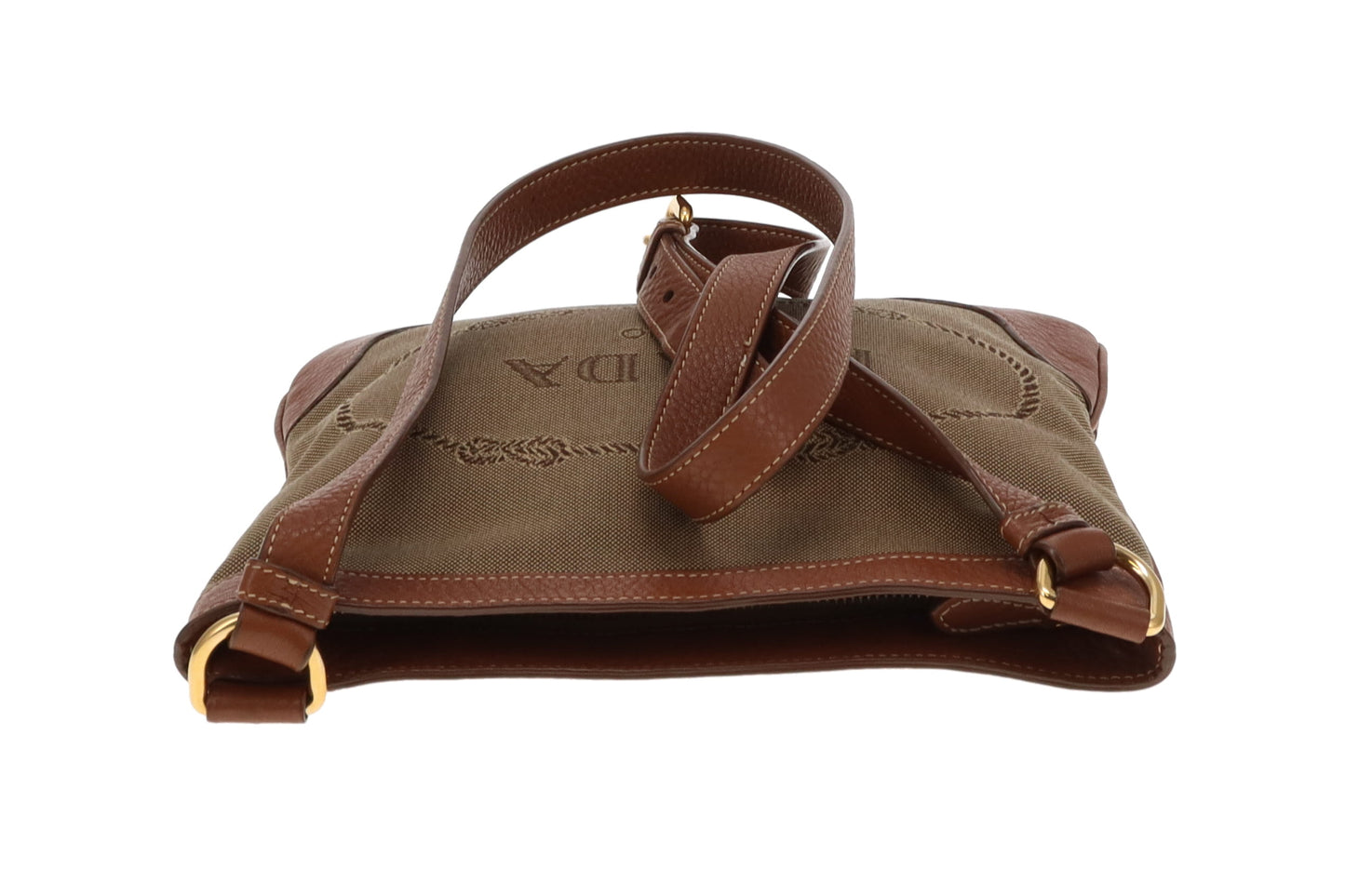 Prada Messenger Bag Logo Canvas and Leather