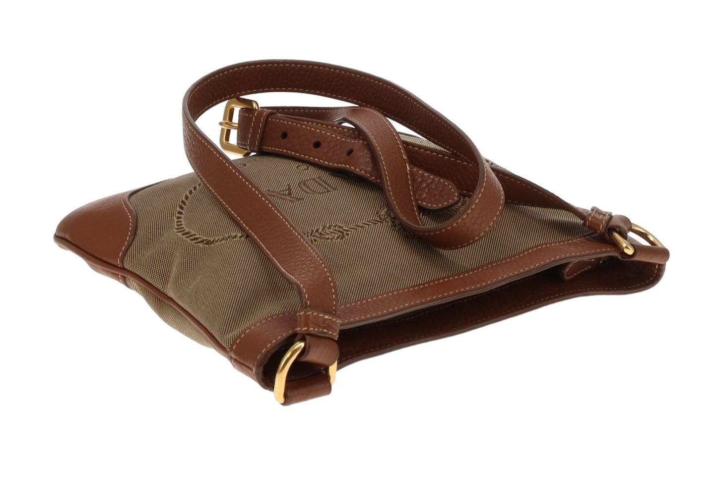 Prada Messenger Bag Logo Canvas and Leather