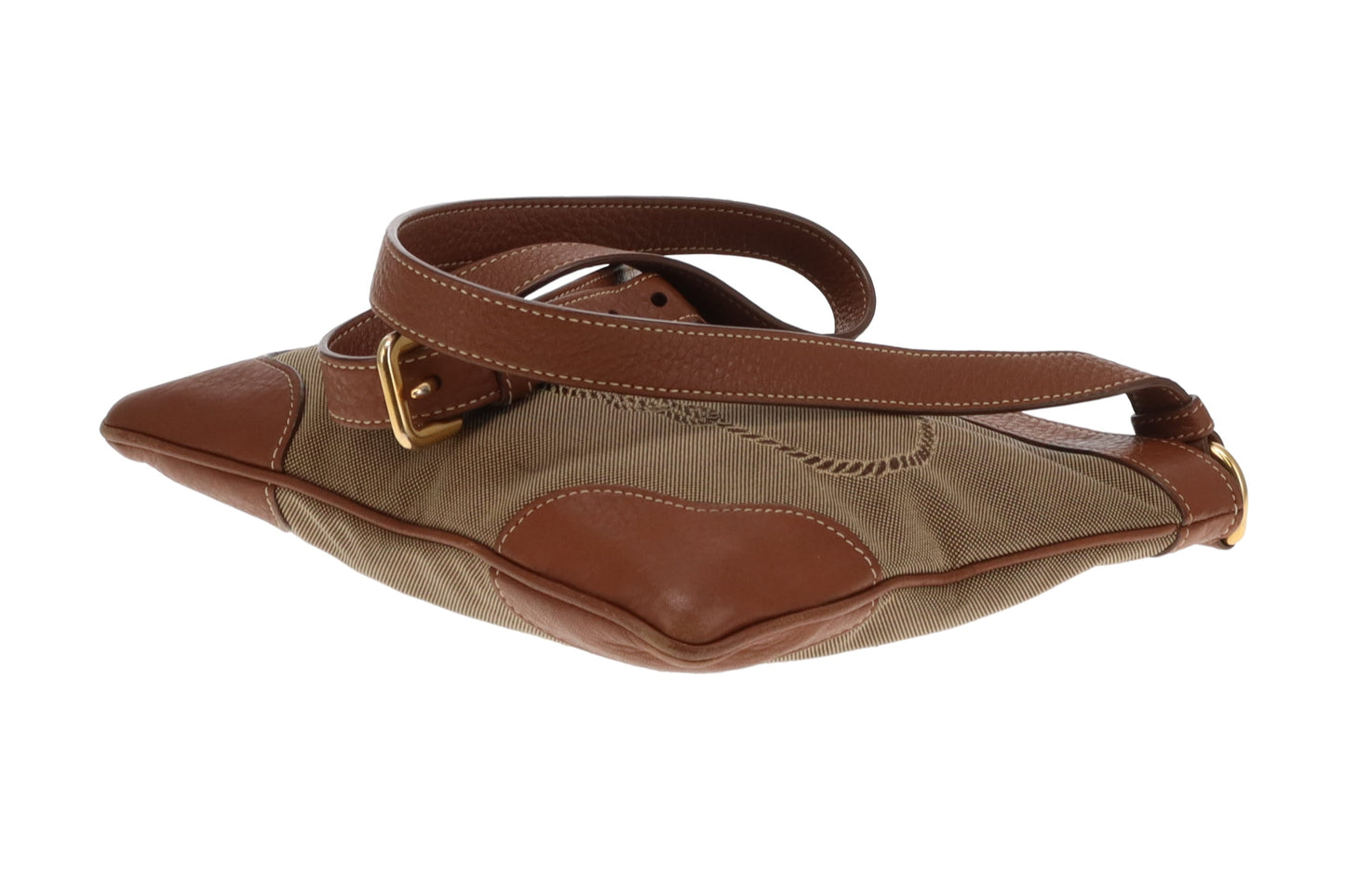 Prada Messenger Bag Logo Canvas and Leather