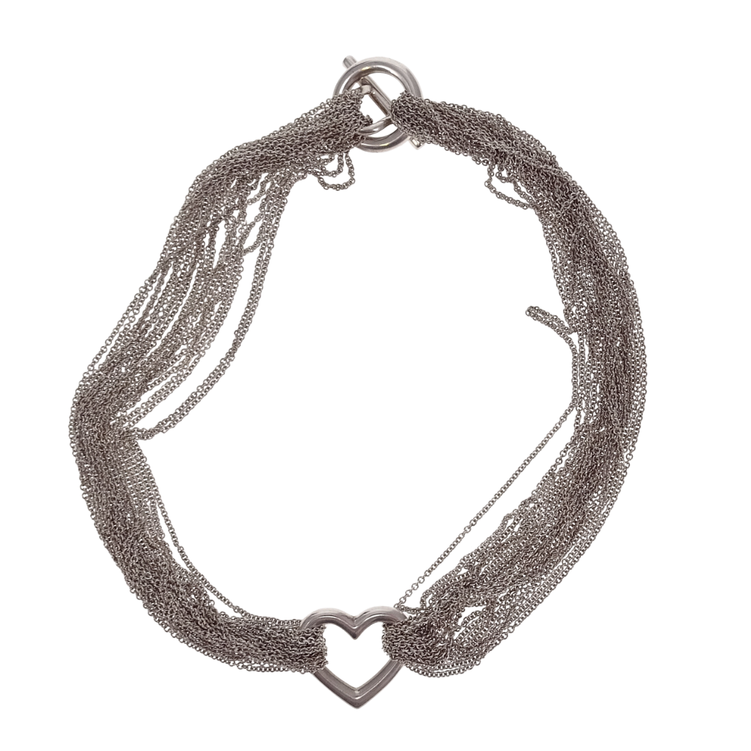 Tiffany & Co. Sterling Silver Multi Strand Heart Toggle Necklace