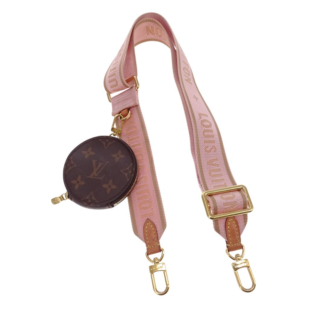 Louis Vuitton Strap Pink Canvas and Round Coin Purse