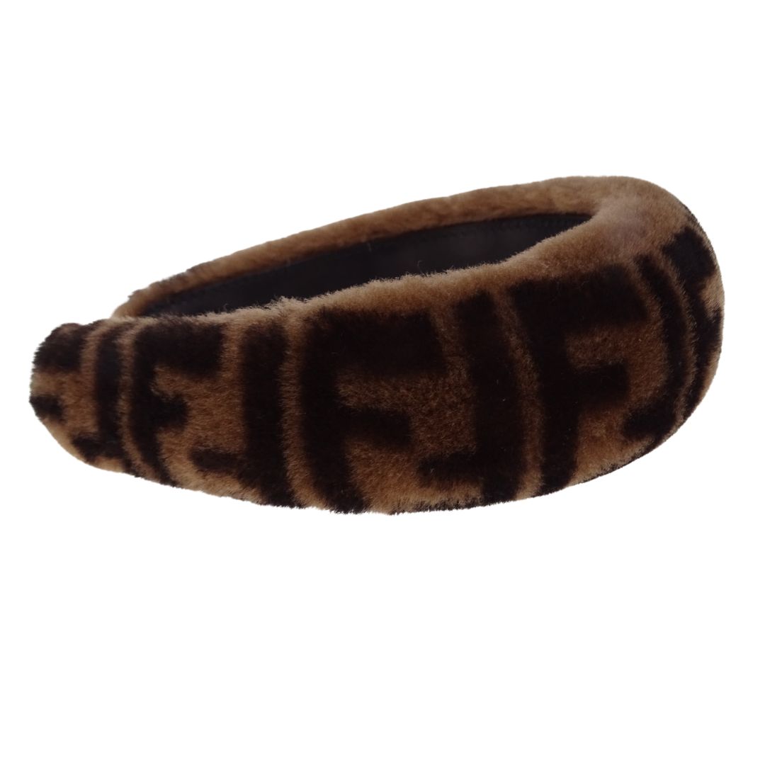 Fendi Zucca Headband Brown Shearling Monogram