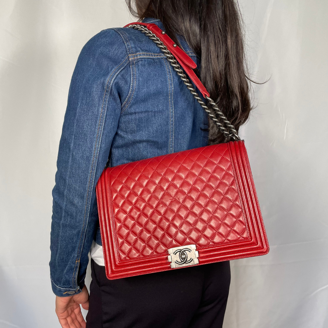 Chanel Boy Bag Large Red Lambskin – Designer Exchange Ltd
