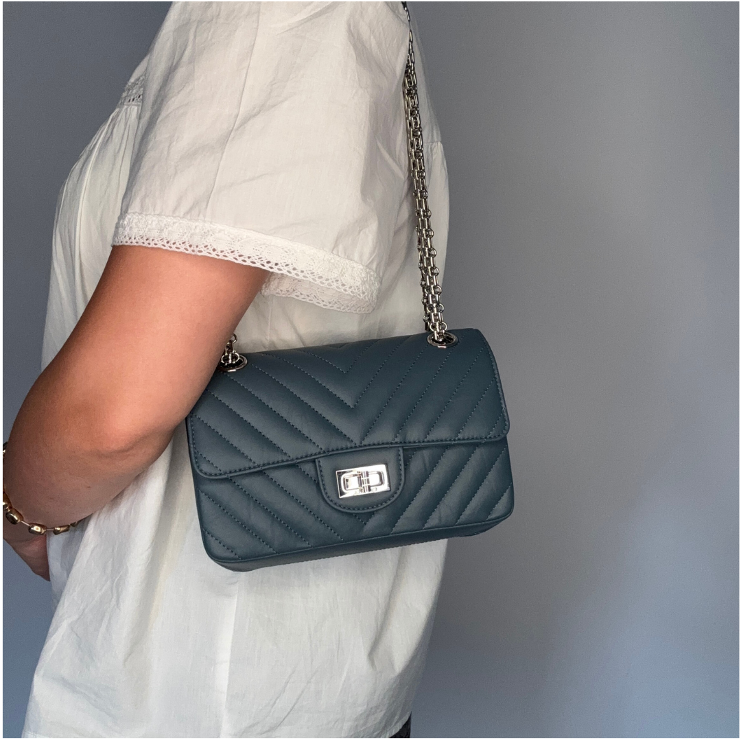 Chanel 2.55 Reissue Flap Bag In Aged Calfskin Chevron Blue 2023