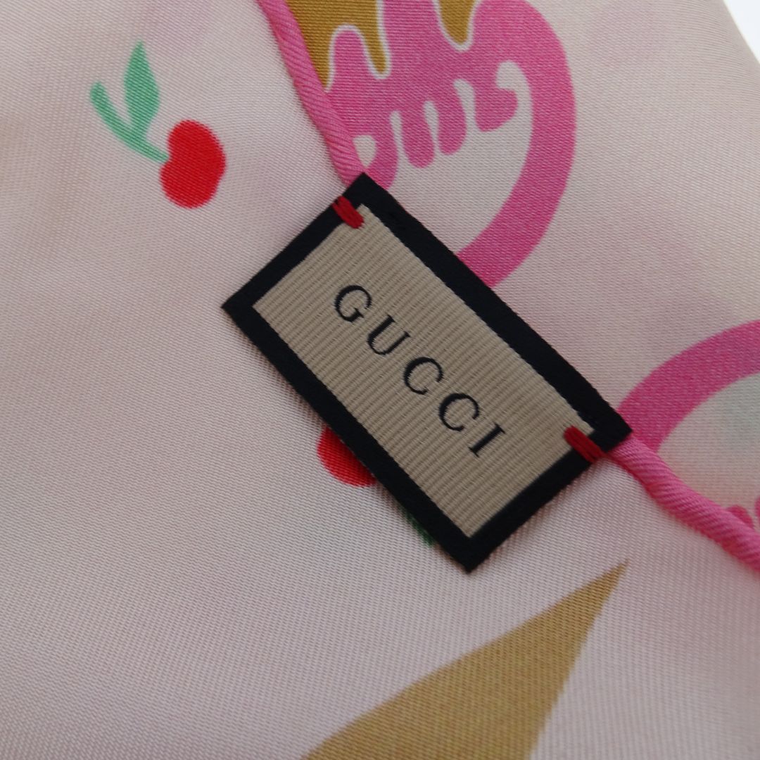 Gucci Ice Cream Print 90cm Silk Scarf