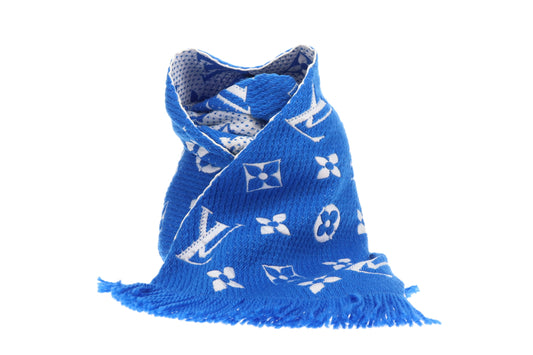 Louis Vuitton Logomania Scarf Blue/White Wool/Silk