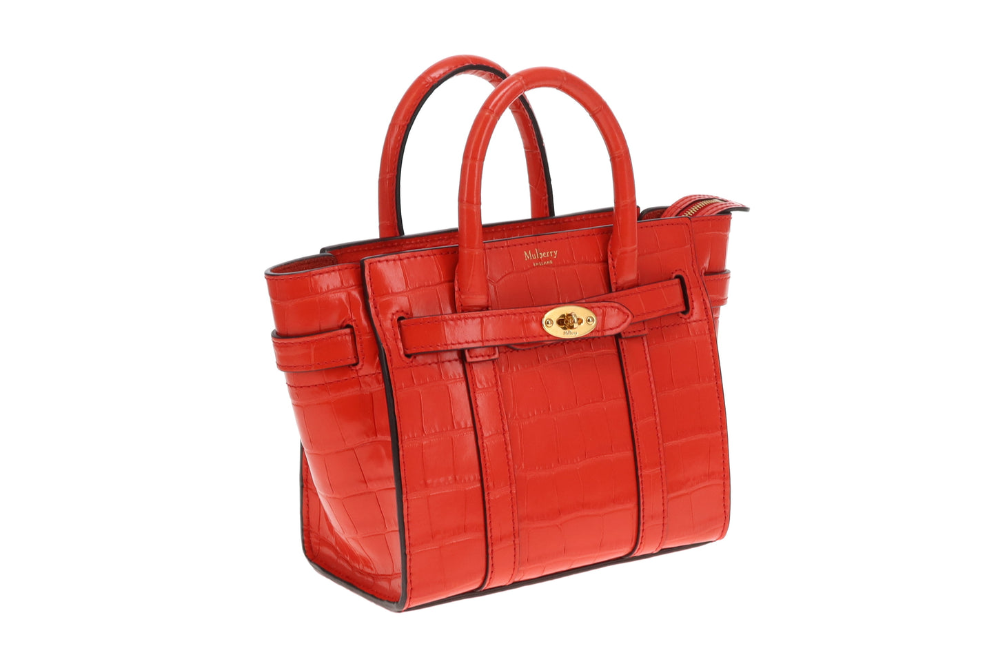 Mulberry Bayswater Mini Shiny Croc Red