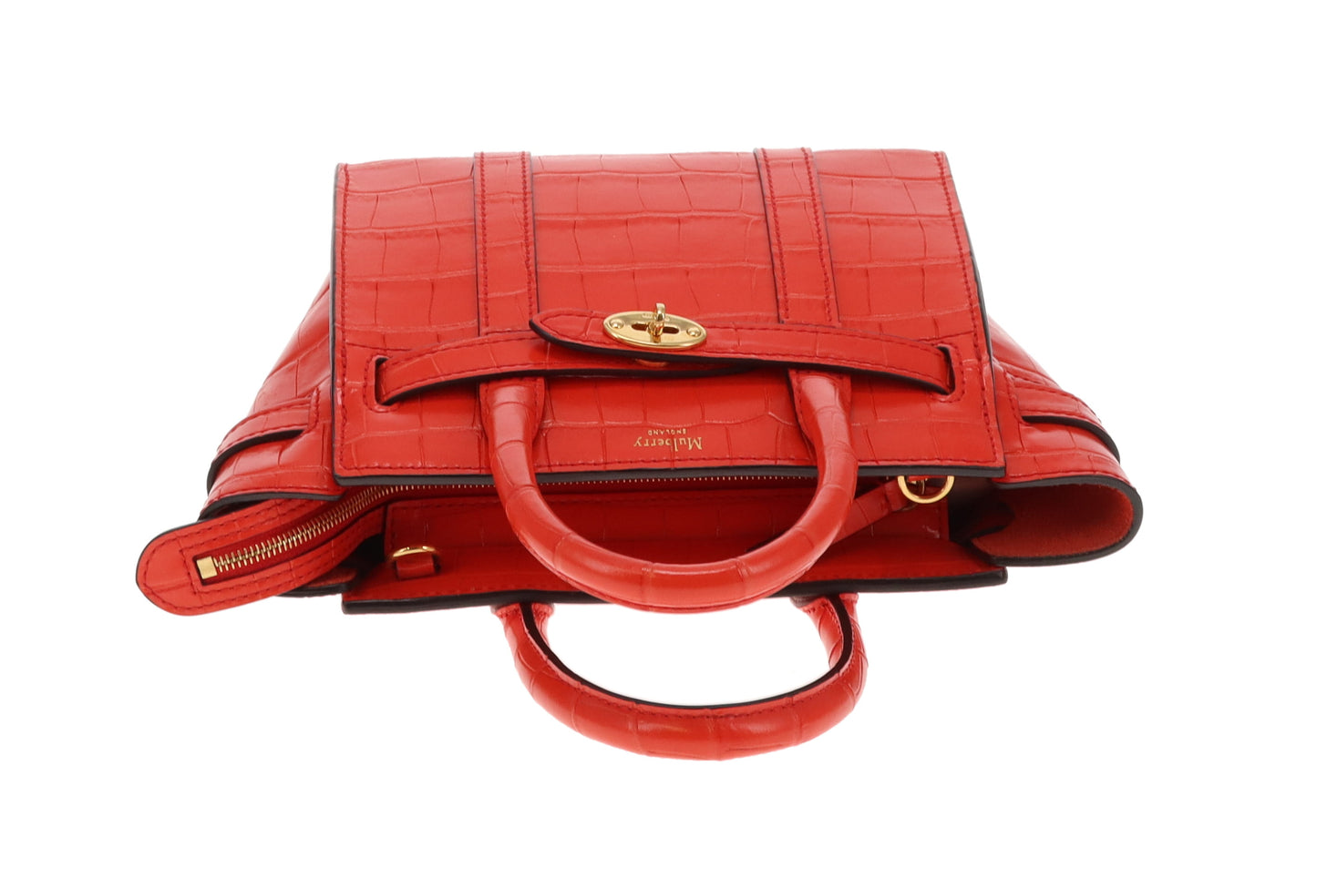 Mulberry Bayswater Mini Shiny Croc Red