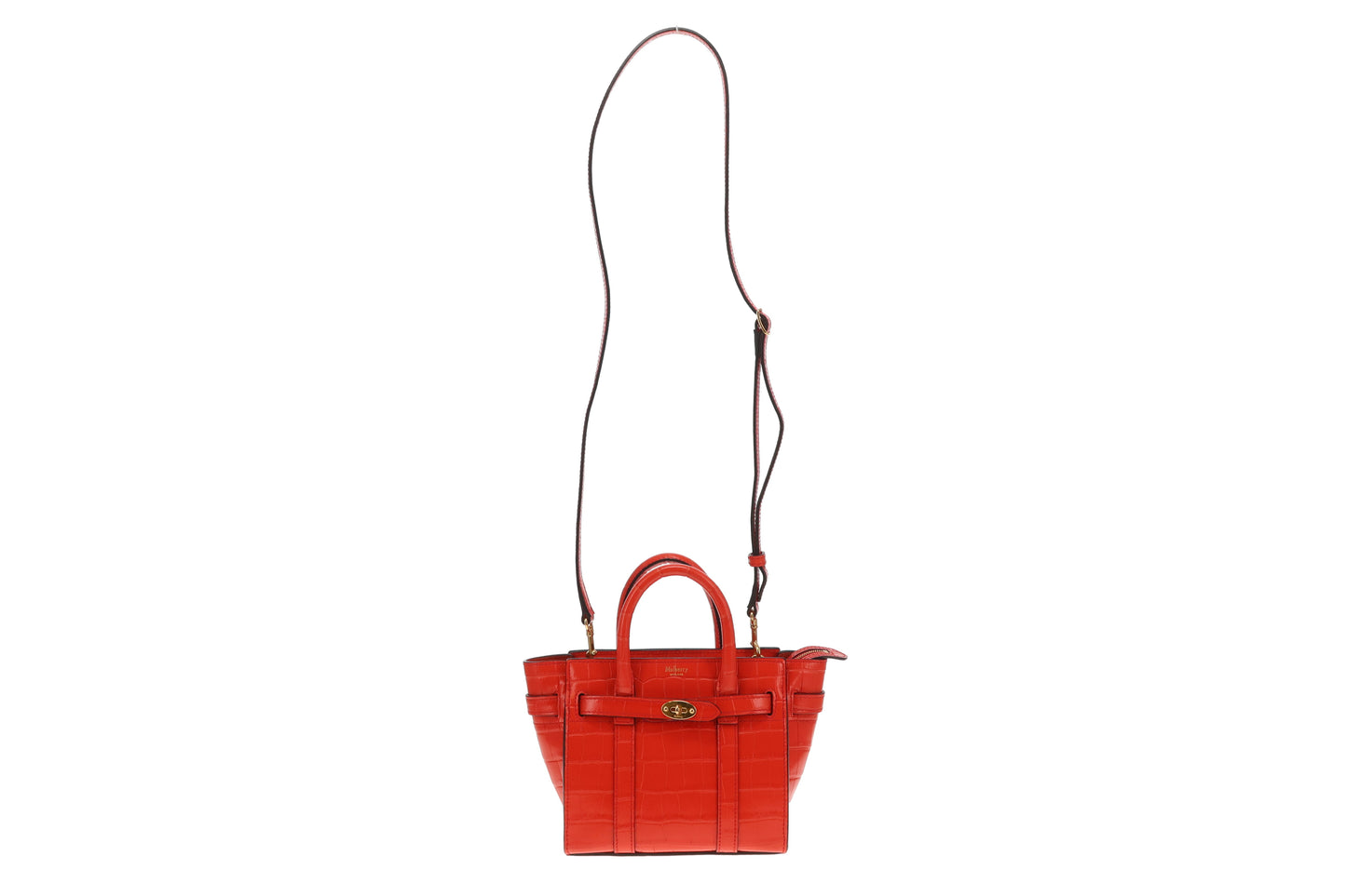 Mulberry Bayswater Mini Shiny Croc Red