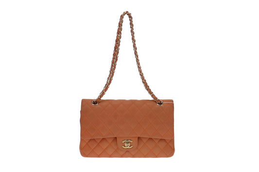 Chanel Peach Caviar Leather Classic Medium Double Flap Bag 2012