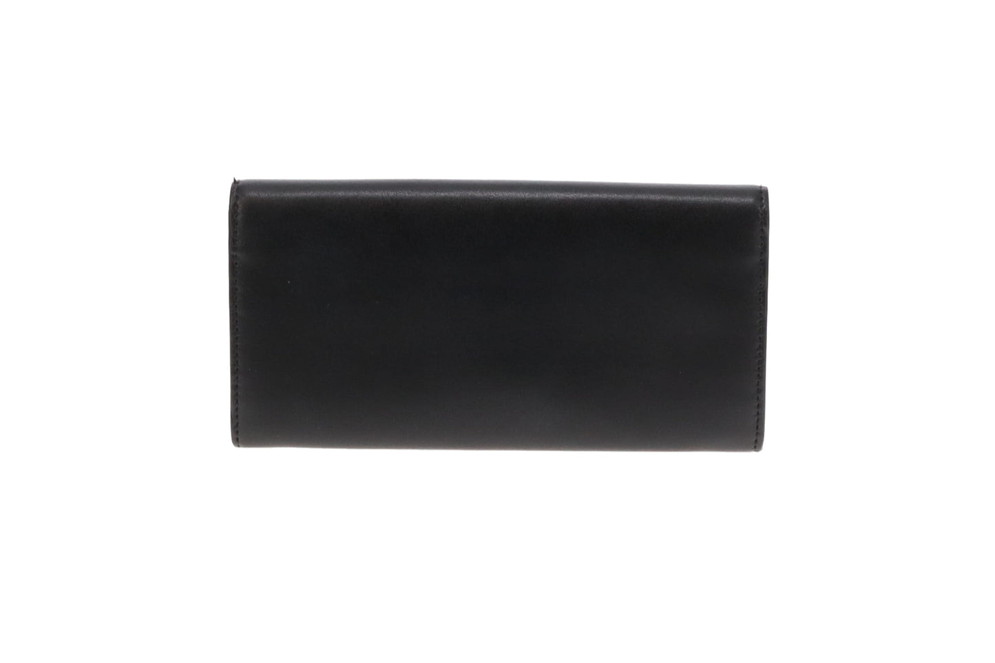 Fendi Black Smooth Leather Logo Long Flap Wallet SM