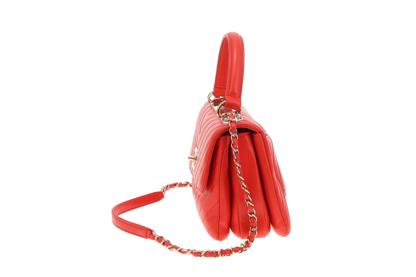 Chanel Red Chevron Small Trendy CC Top Handle 2019