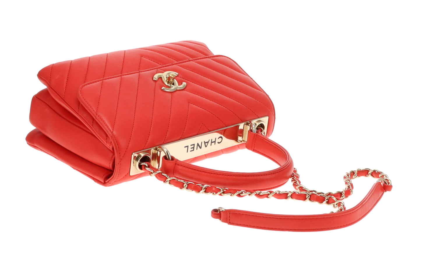 Chanel Red Chevron Small Trendy CC Top Handle 2019