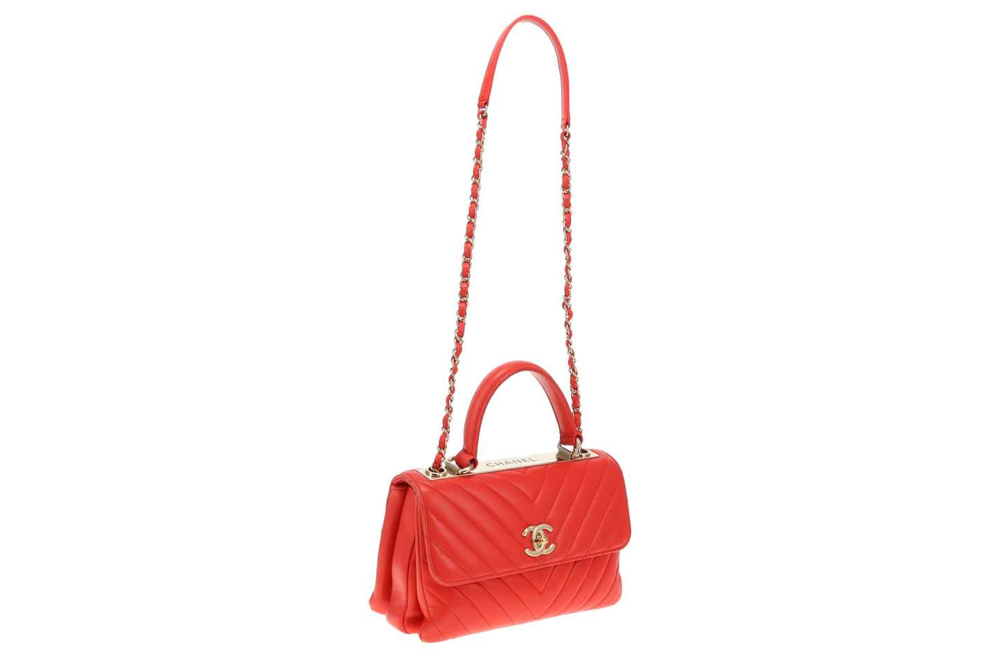 Chanel Red Chevron Small Trendy CC Top Handle 2019