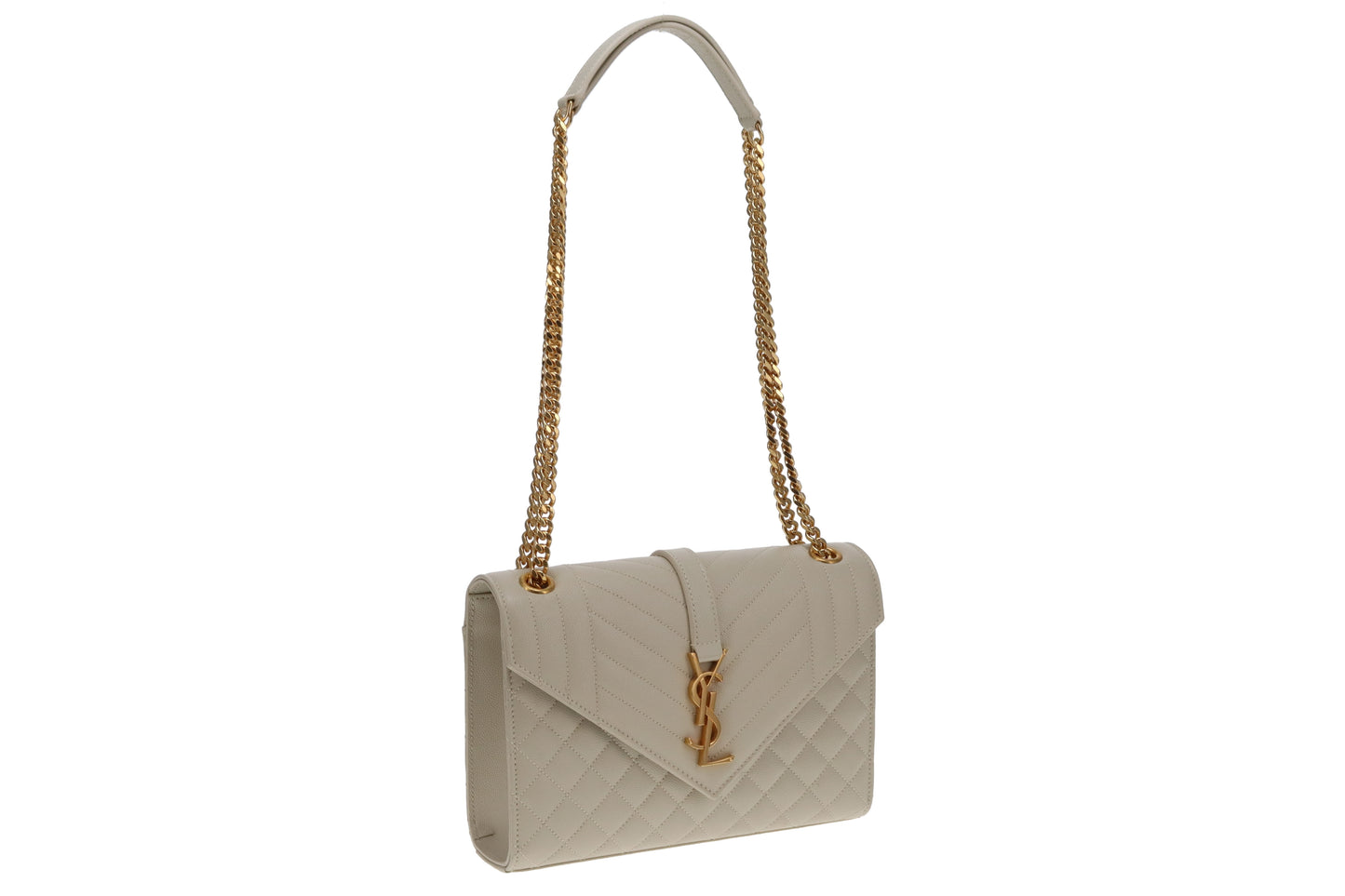 Saint Laurent Blanc Vintage Grain De Poudre Medium Envelope Shoulder Bag