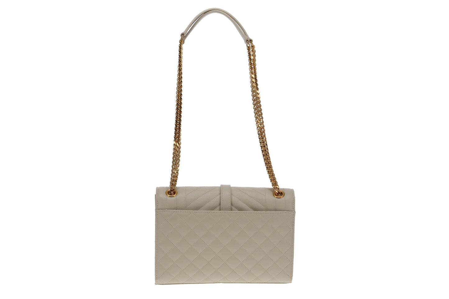 Saint Laurent Blanc Vintage Grain De Poudre Medium Envelope Shoulder Bag
