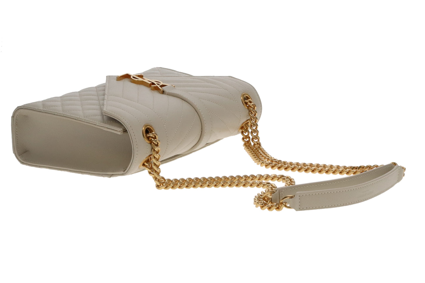 Saint Laurent Blanc Vintage Grain De Poudre Medium Envelope Shoulder Bag