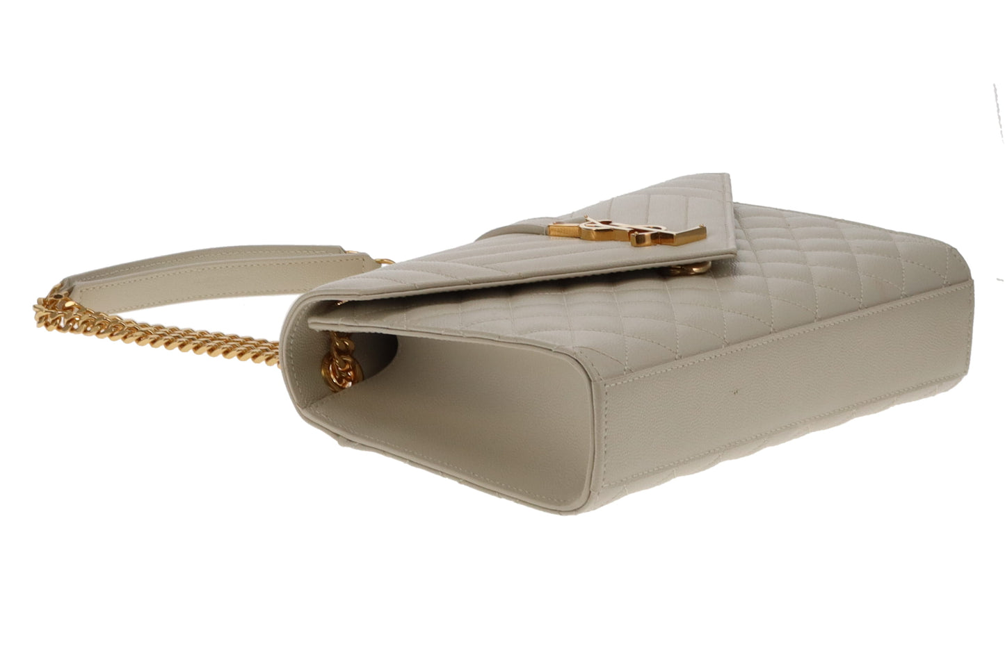 Saint Laurent Blanc Vintage Grain De Poudre Medium Envelope Shoulder Bag