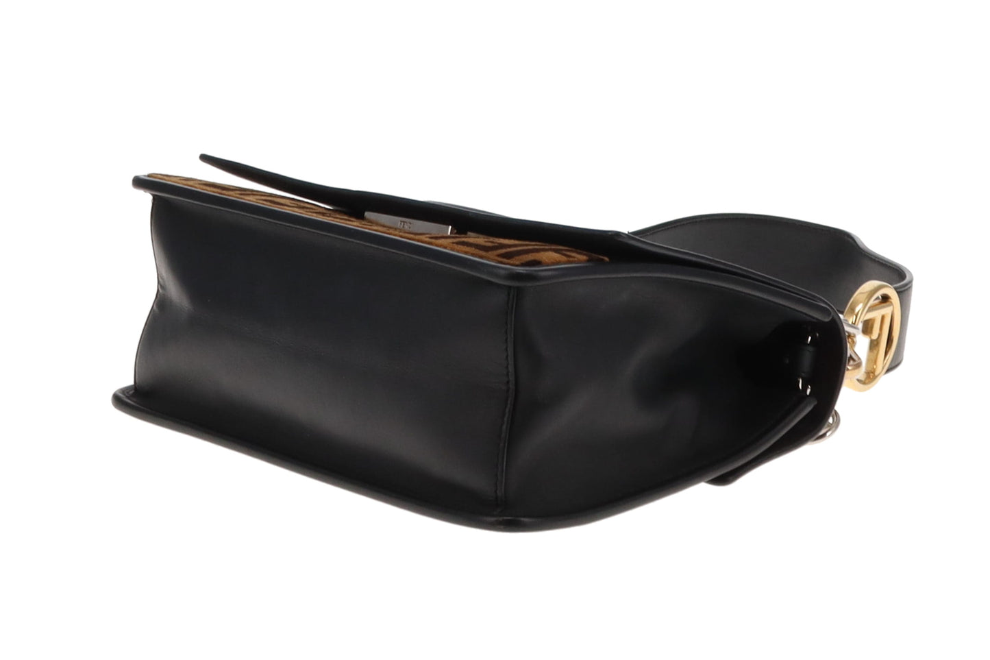 Fendi Black Leather and Velvet Zucca Detail Kan I F 2 Way Bag