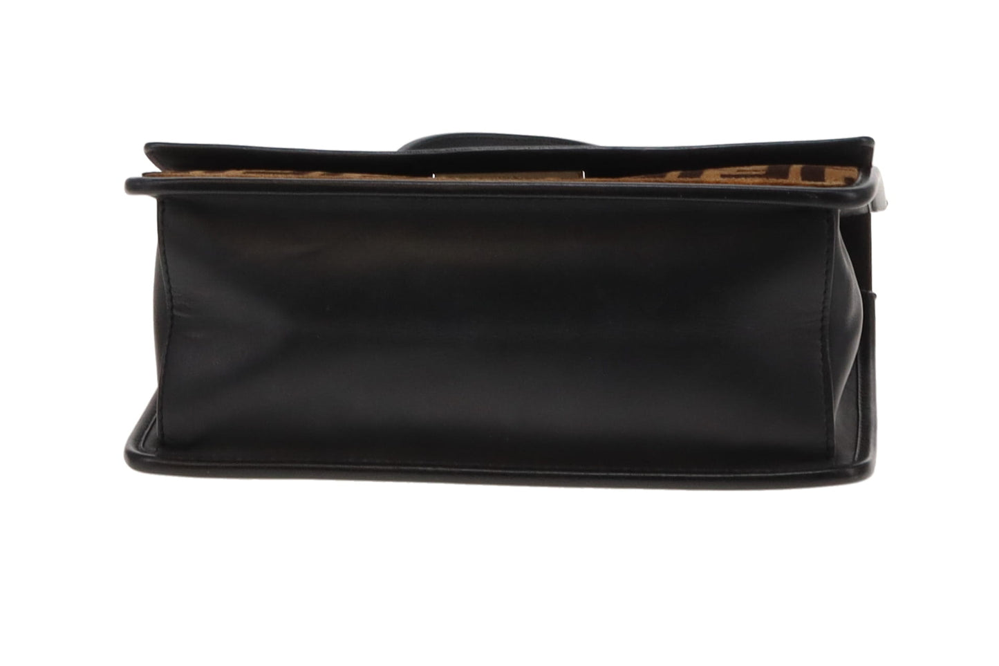 Fendi Black Leather and Velvet Zucca Detail Kan I F 2 Way Bag
