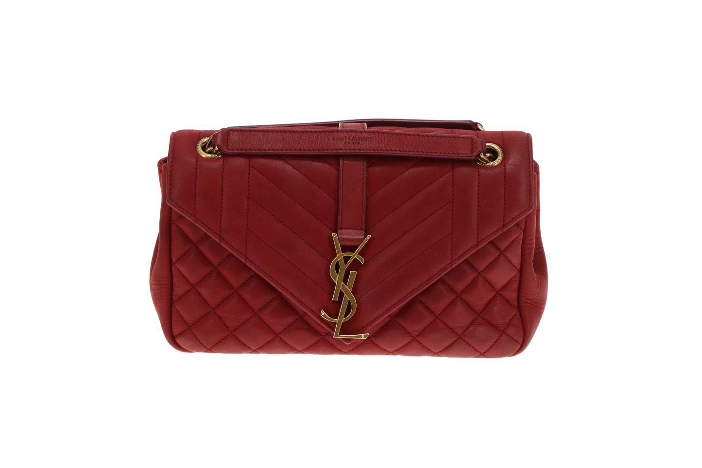 Saint Laurent College Bag Red Mixed Matelasse 2017