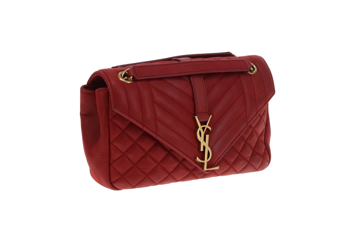 Saint Laurent College Bag Red Mixed Matelasse 2017