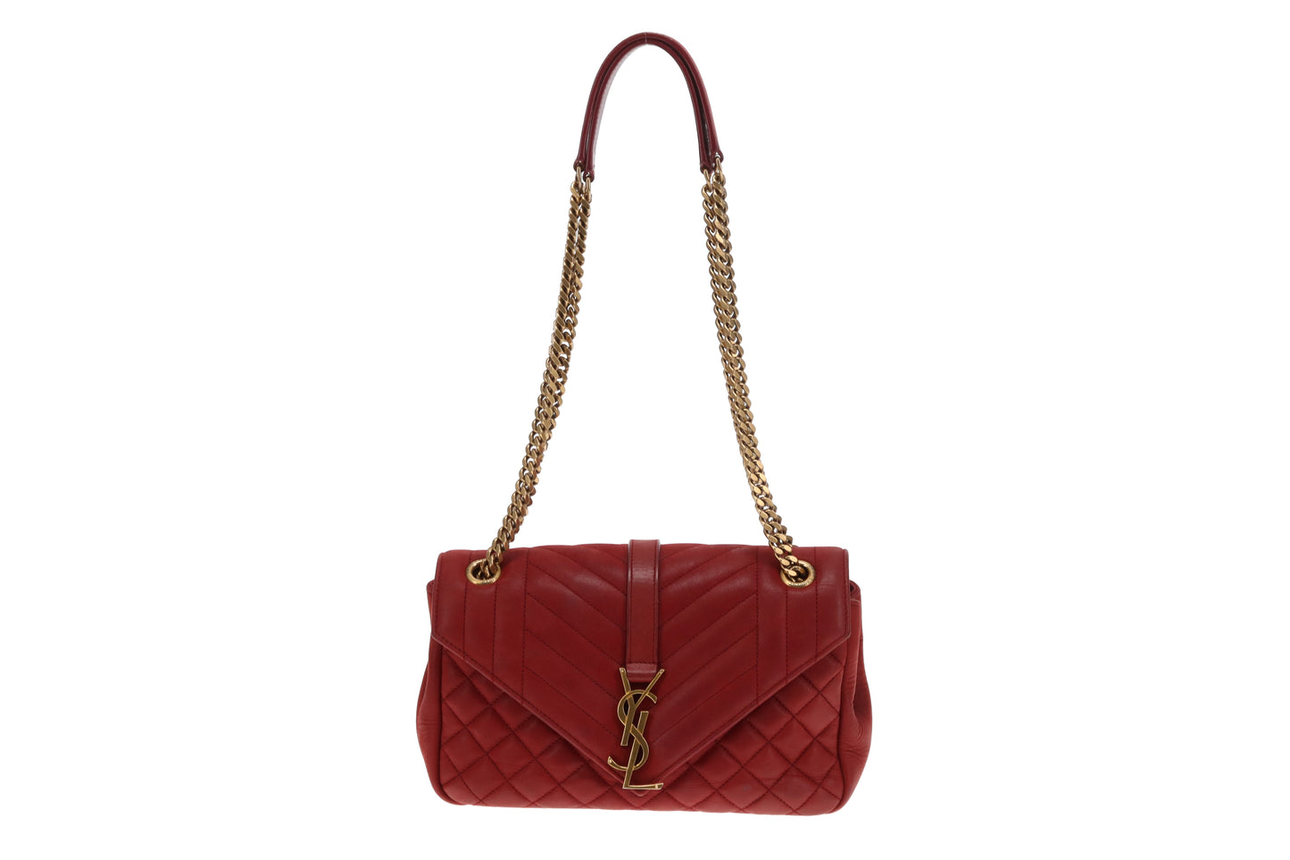 Saint Laurent College Bag Red Mixed Matelasse 2017