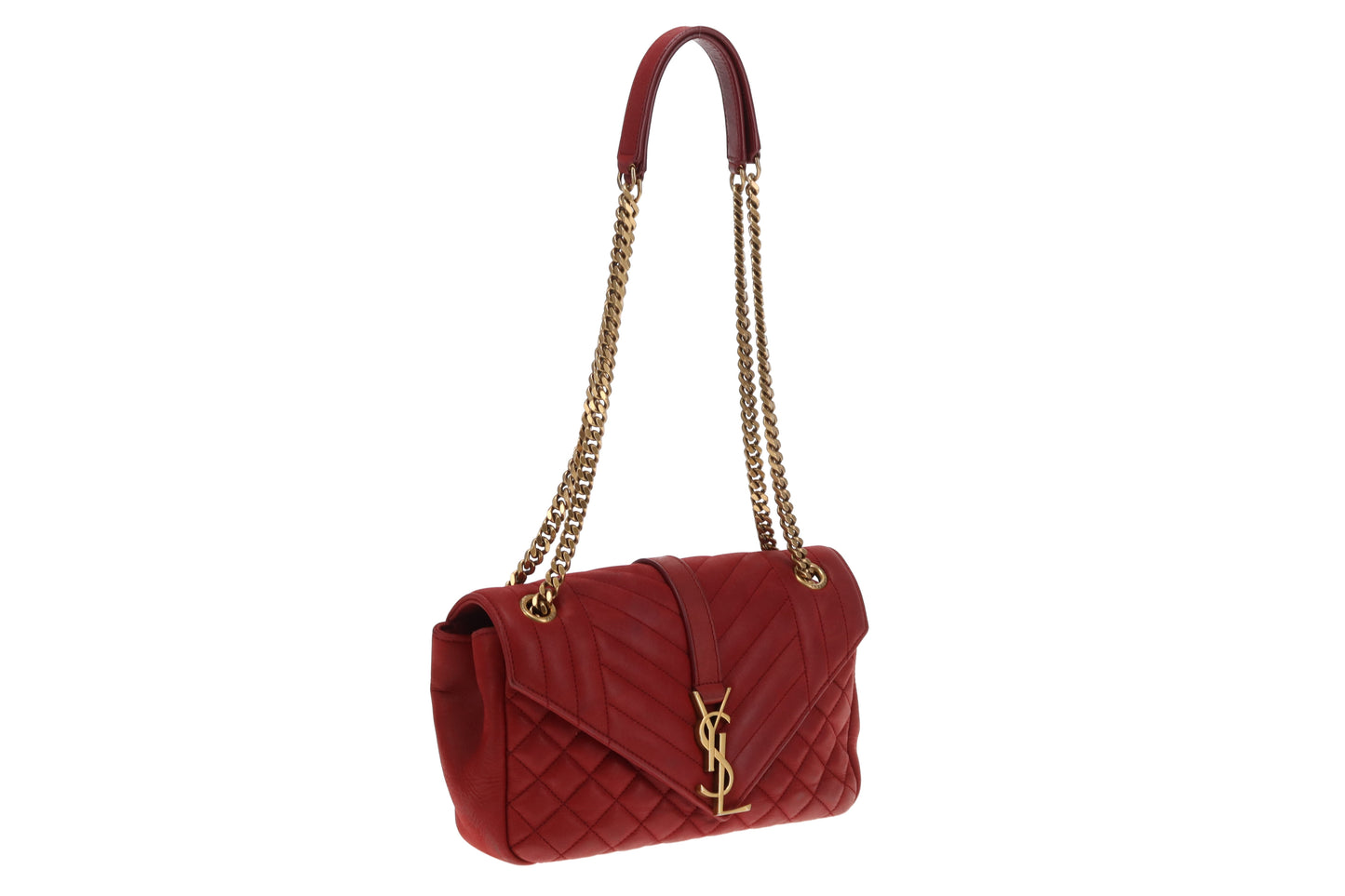 Saint Laurent College Bag Red Mixed Matelasse 2017