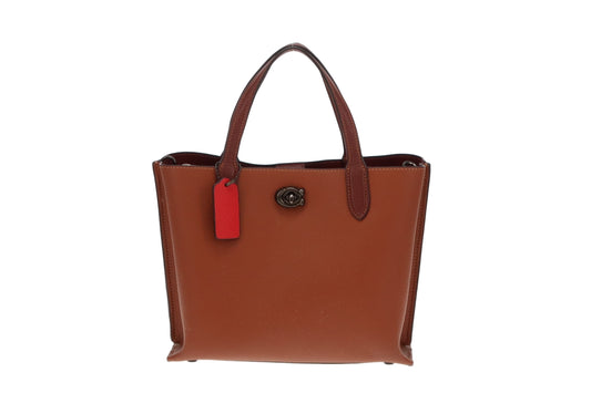Coach Brown Leather and Signature Interior Willow Tote Bag